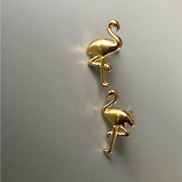 14k Gold Flamingo Tiny Stud Earrings - Picture 4 of 5